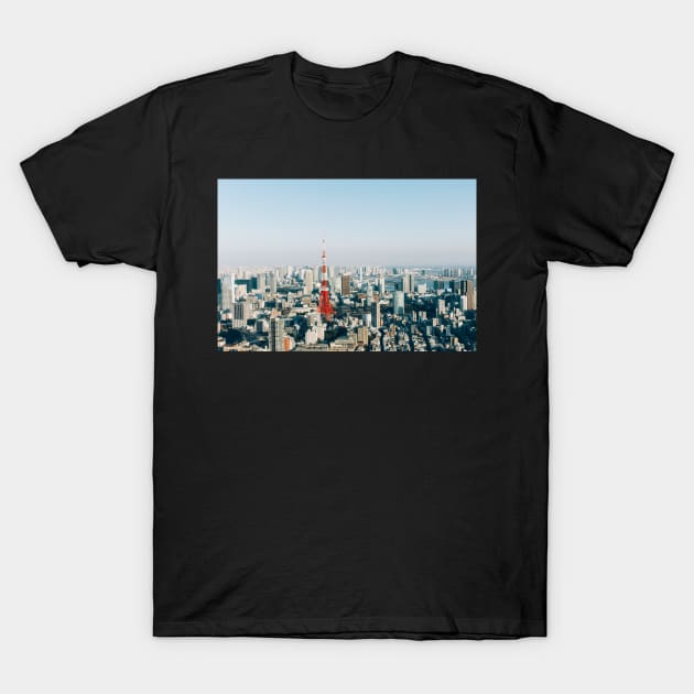 Tokyo Cityscape With Tokyo Tower on Sunny Day T-Shirt by visualspectrum